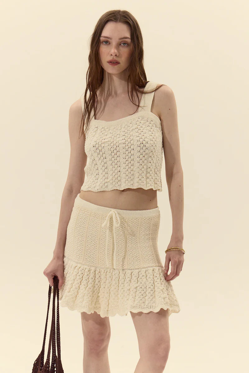 Dèluc | Mini jupe en maille 'Capri' | Blanc cassé 
