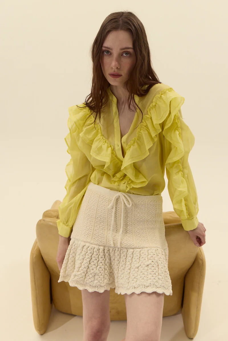 Dèluc | Mini jupe en maille 'Capri' | Blanc cassé 