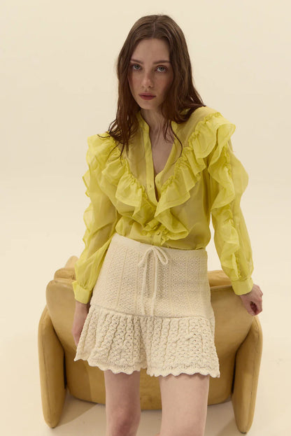 Dèluc | Mini jupe en maille 'Capri' | Blanc cassé 