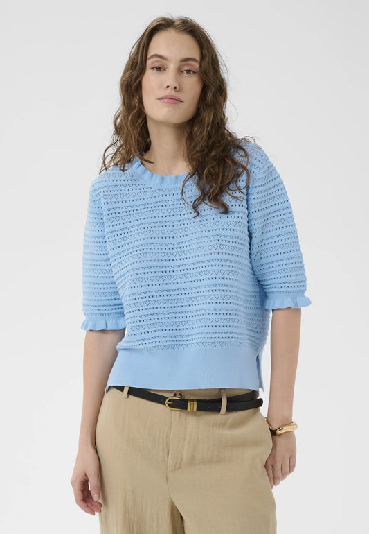 CULTURE |  haut en maille ajourée ''Tella'' |  Bleu