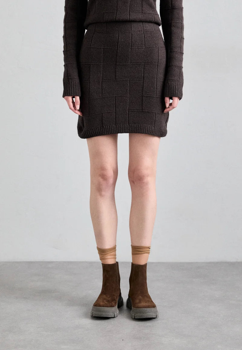 Tiger of Sweden | La jupe en coton et laine ''Cherry'' - Marron chaud