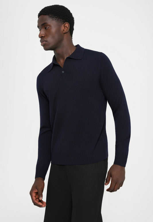 J.LINDEBERG | Polo ''Kai'' en laine mérinos - Marine