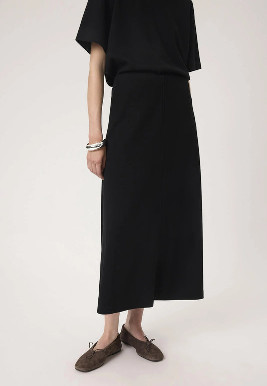 SOAKED IN LUXURY | La jupe ligne A en jersey Marigold  - Noir