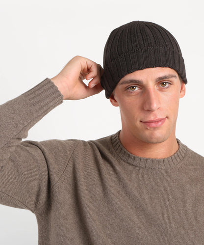 Filippo De Laurentiis | Bonnet côtelé en laine mérinos extra fine - Marron