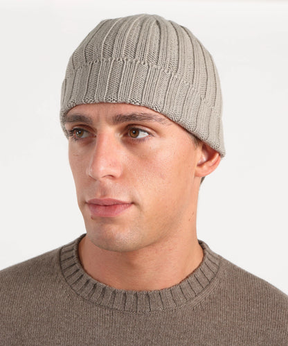 Filippo De Laurentiis | Bonnet côtelé en laine mérinos extra fine - Taupe