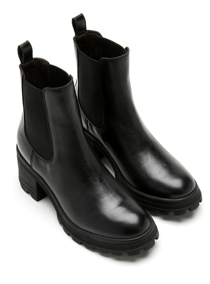 Sister X Soeur | La botte Chelsea crantée ''Ryanna'' en cuir - Noir