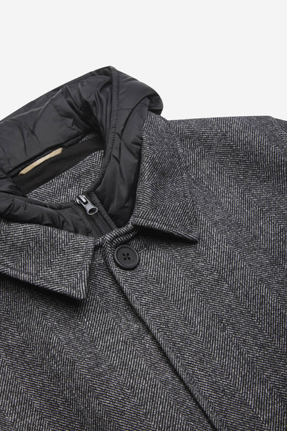 AT.P.CO | Manteau ''Martinez'' chevrons capuche amovible - Gris