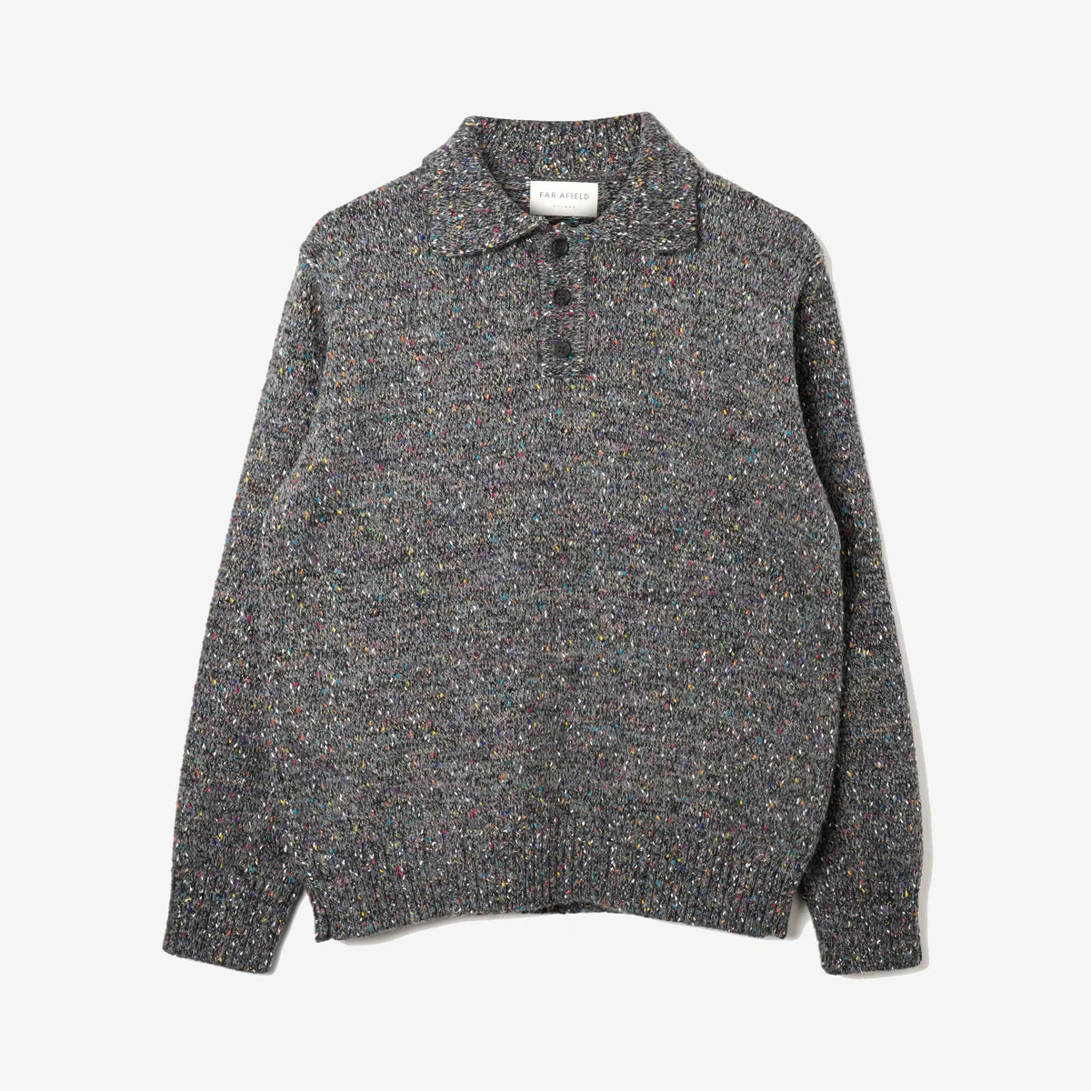 Far Afield | Polo tricoté côtelé "Kier" - Gris multi