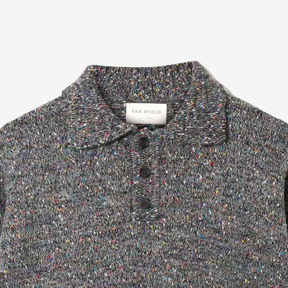 Far Afield | Polo tricoté côtelé "Kier" - Gris multi