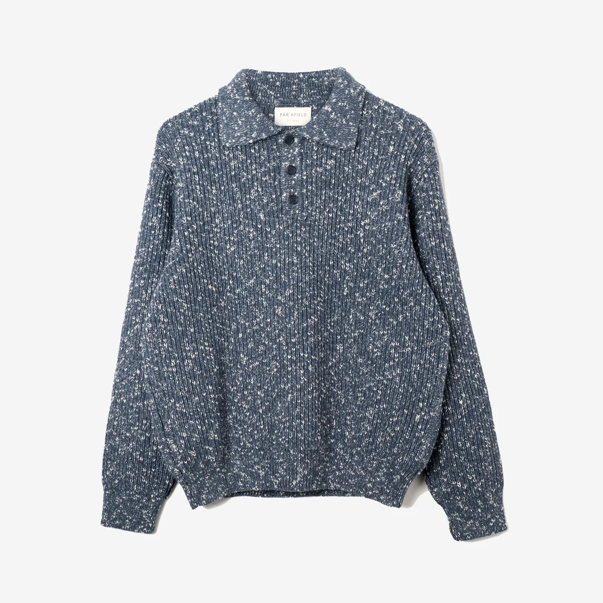 Far Afield | Polo tricoté côtelé "Kier" - Bleu