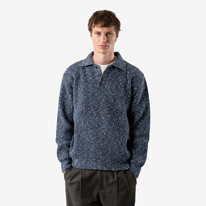 Far Afield | Polo tricoté côtelé "Kier" - Bleu