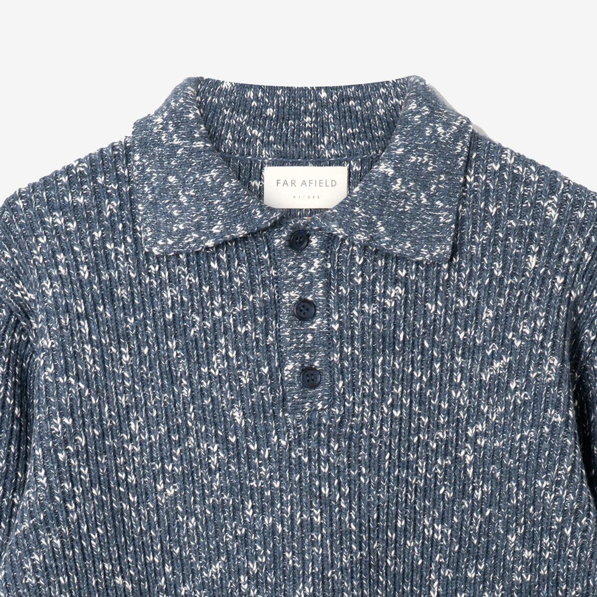 Far Afield | Polo tricoté côtelé "Kier" - Bleu