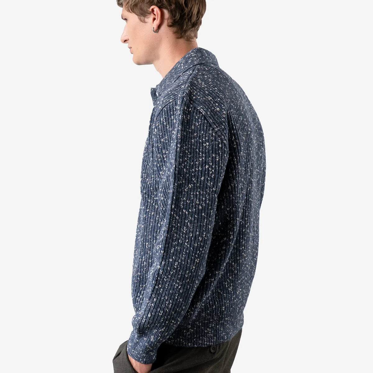 Far Afield | Polo tricoté côtelé "Kier" - Bleu