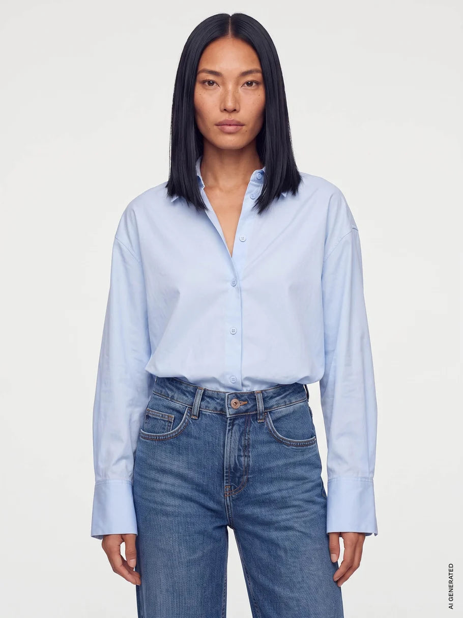 Mos Mosh | Chemise en twill de coton 'Winola' | Bleu Pâle