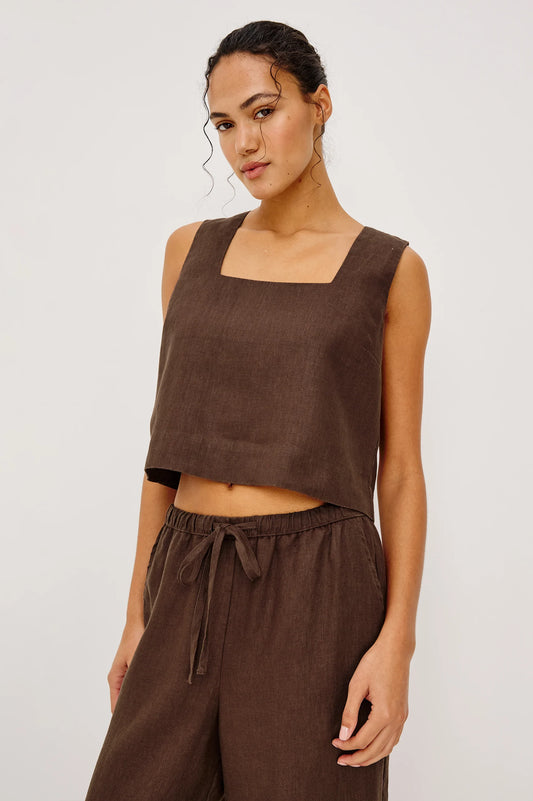 Rails | Le crop top en lin ''Akira'' - Espresso