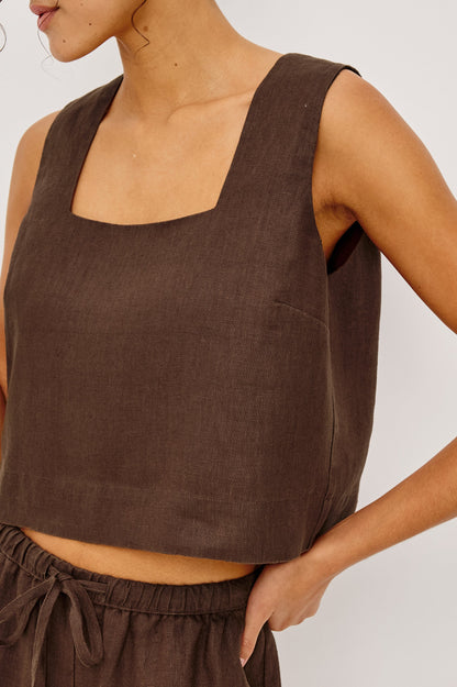 Rails | Le crop top en lin ''Akira'' - Espresso