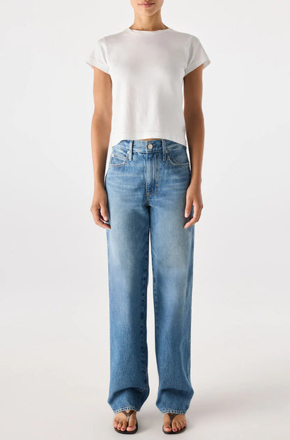 AMO | Jean ''Annette'' aille haute et coupe droite - Bleu Current