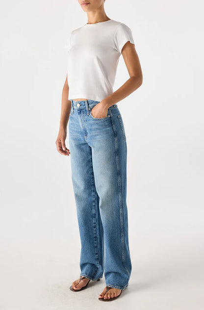 AMO | Jean ''Annette'' aille haute et coupe droite - Bleu Current