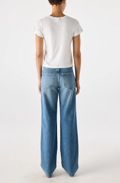 AMO | Jean ''Annette'' aille haute et coupe droite - Bleu Current