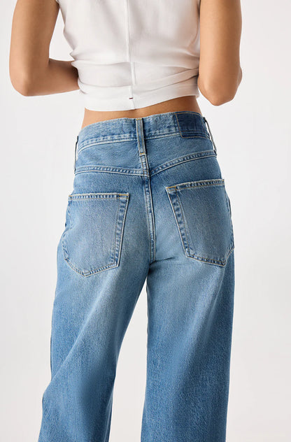 AMO | Jean ''Annette'' aille haute et coupe droite - Bleu Current