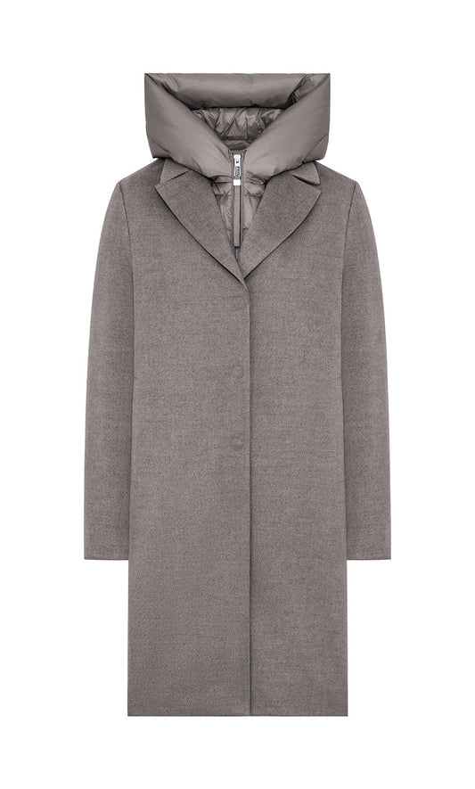 DUNO | Manteau en laine « Artemide » (bavette amovible avec capuche) - Gris