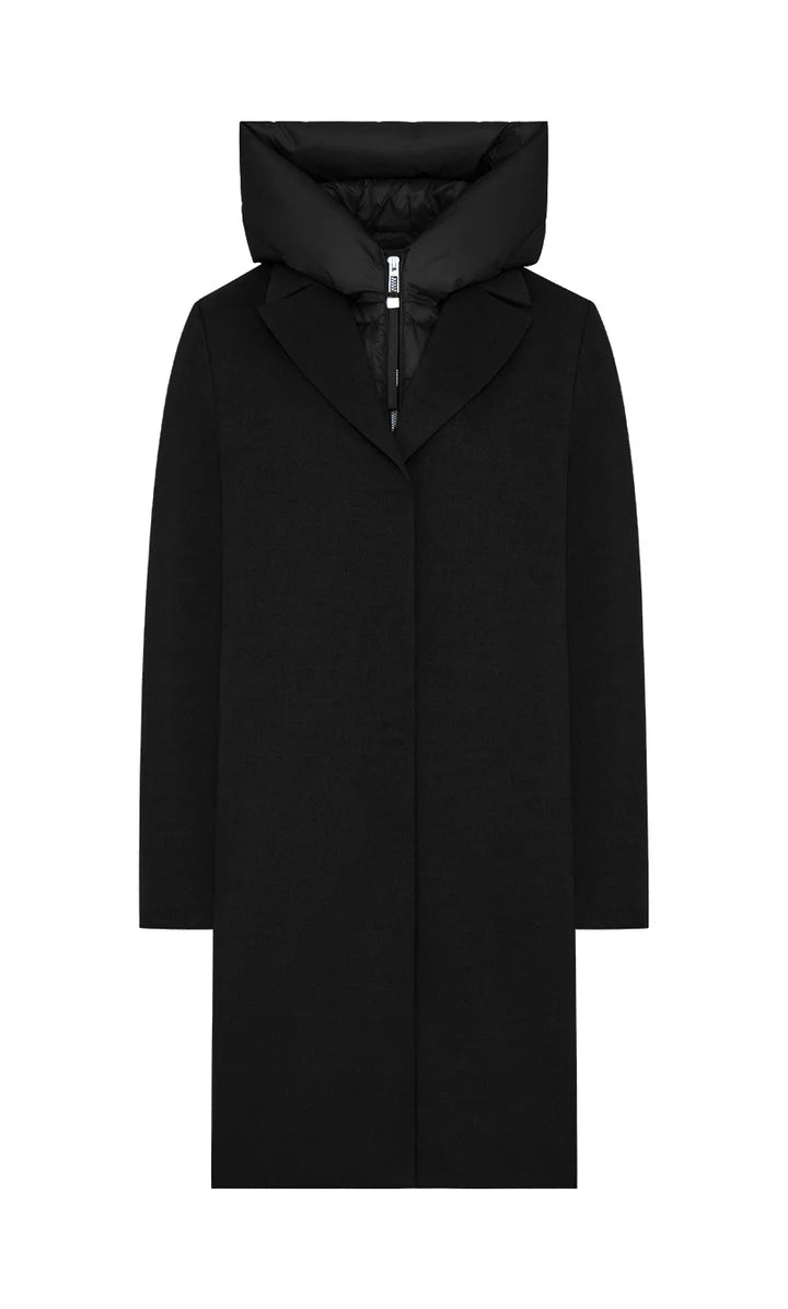 DUNO | Manteau en laine « Artemide » (bavette amovible avec capuche) - Noir