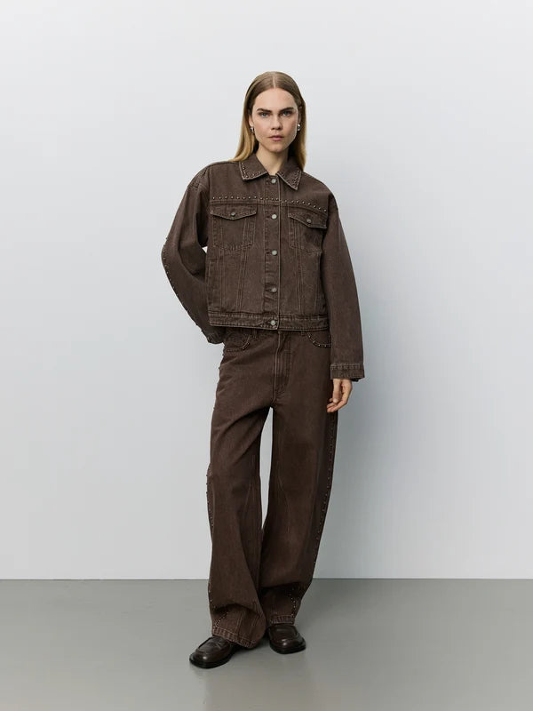 SOFIE SCHNOOR | Veste en jeans "Rivets Audrissw"- Brun