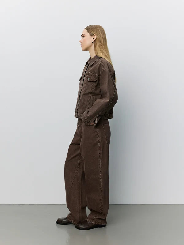 SOFIE SCHNOOR | Veste en jeans "Rivets Audrissw"- Brun