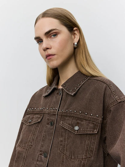 SOFIE SCHNOOR | Veste en jeans "Rivets Audrissw"- Brun