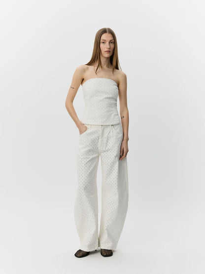 SOFIE SCHNOOR | Haut en jean à la coupe corset "AVASW" - Blanc