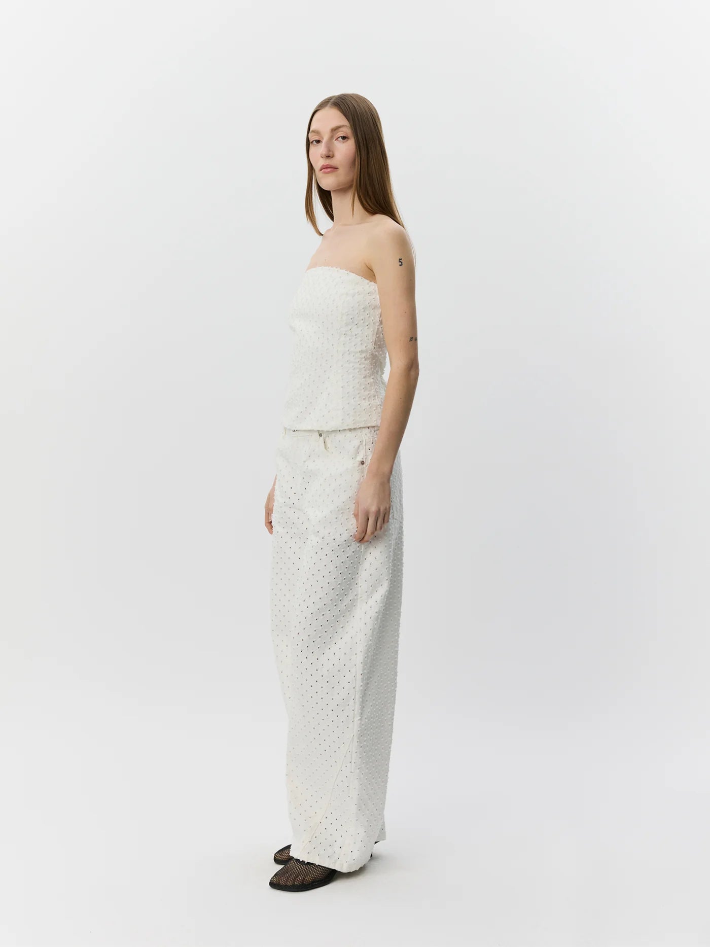 SOFIE SCHNOOR | Haut en jean à la coupe corset "AVASW" - Blanc