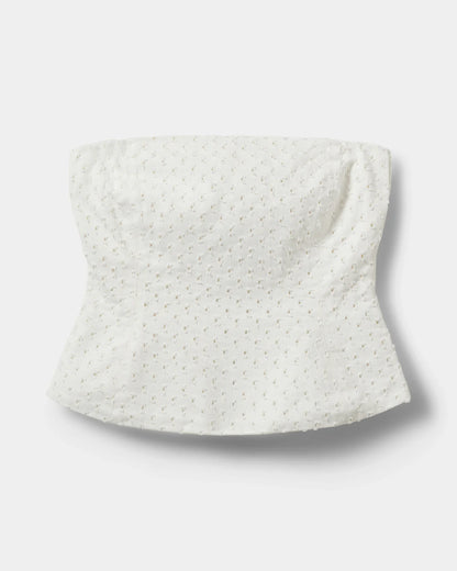 SOFIE SCHNOOR | Haut en jean à la coupe corset "AVASW" - Blanc