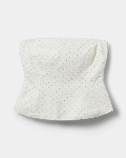 SOFIE SCHNOOR | Haut en jean à la coupe corset "AVASW" - Blanc