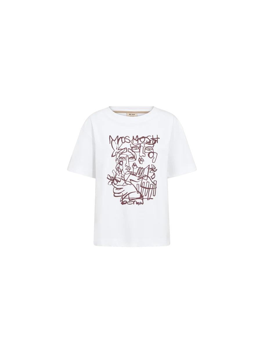 Mos Mosh | T-Shirt à col rond 'Bernat' | Blanc