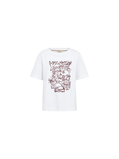 Mos Mosh | T-Shirt à col rond 'Bernat' | Blanc