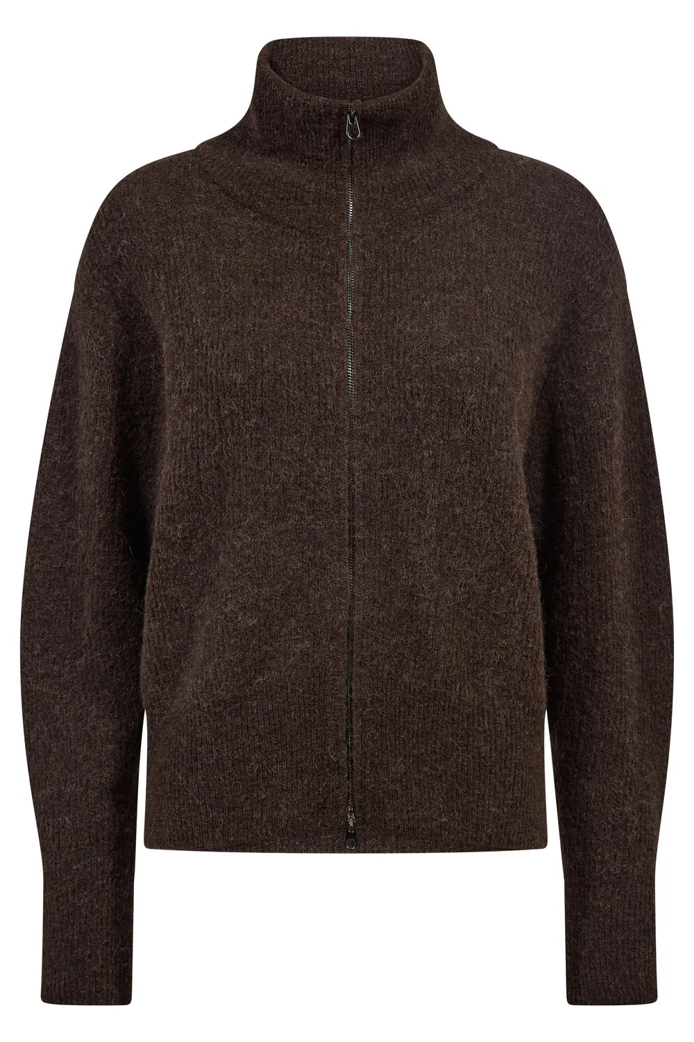 Mos Mosh | Cardigan en maille zippé 'Thora' | Brun