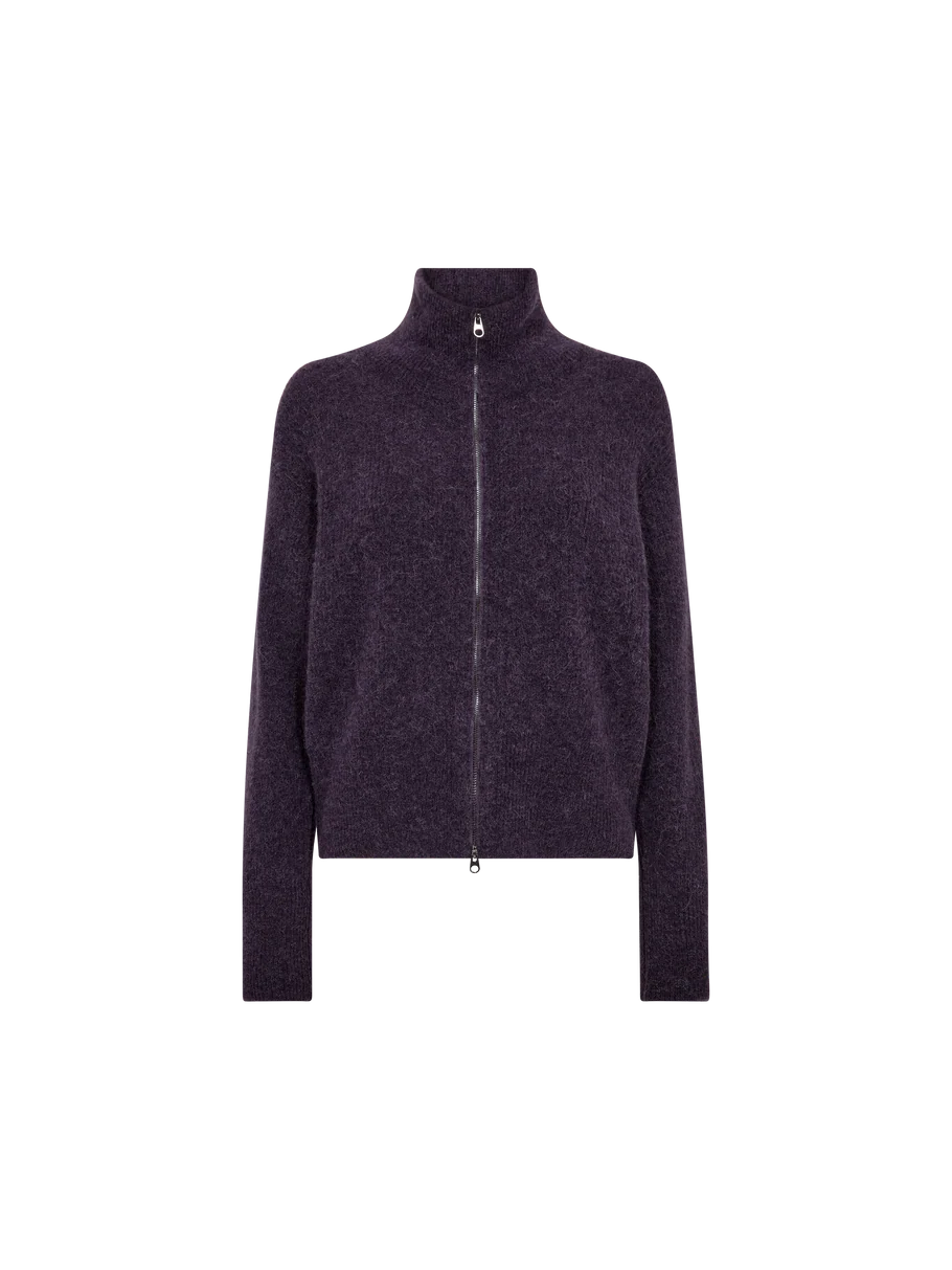 Mos Mosh | Cardigan en maille zippé 'Thora' | Mauve Foncé