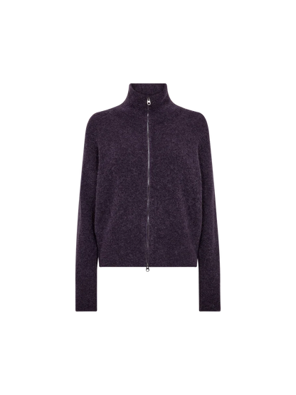 Mos Mosh | Cardigan en maille zippé 'Thora' | Mauve Foncé