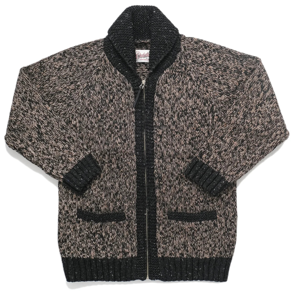 Outclass | Cardigan zippé ''Marl'' en laine d'alpaga et mérinos - Noir