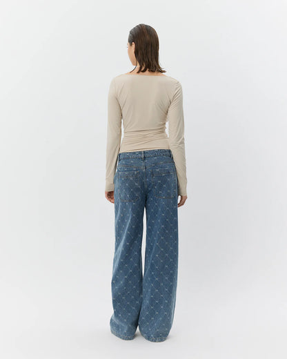 SOFIE SCHNOOR | Jeans large taille basse "AZZI"  - Bleu