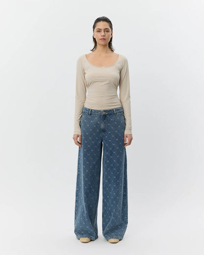 SOFIE SCHNOOR | Jeans large taille basse "AZZI"  - Bleu