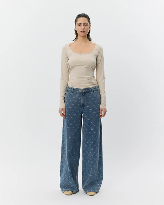 SOFIE SCHNOOR | Jeans large taille basse "AZZI"  - Bleu