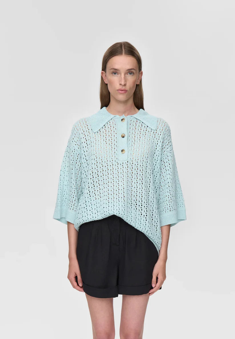 MINIMUM | Polo en maille 'Anabelle' | Bleu