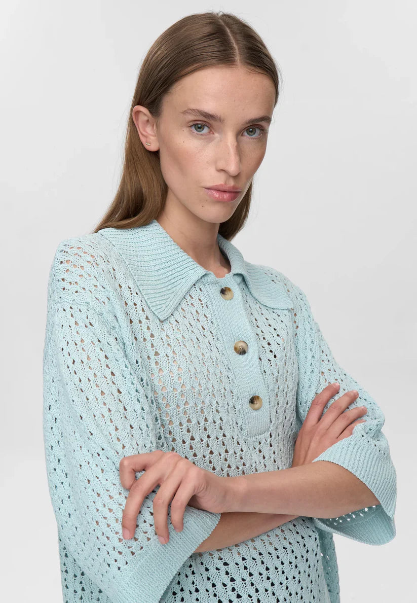 MINIMUM | Polo en maille 'Anabelle' | Bleu