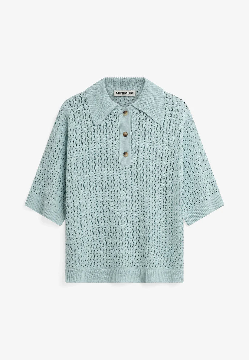 MINIMUM | Polo en maille 'Anabelle' | Bleu