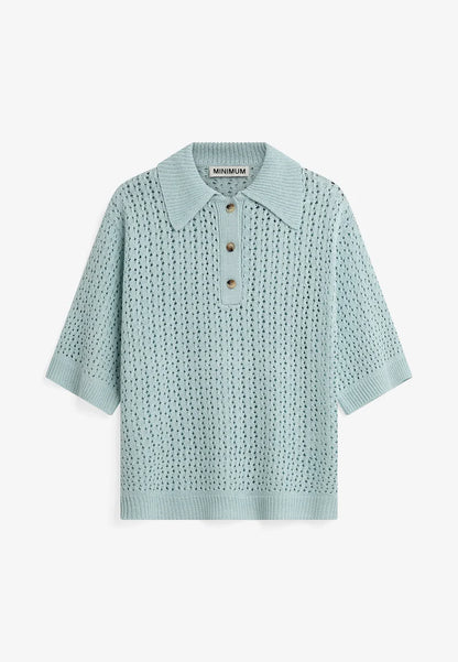 MINIMUM | Polo en maille 'Anabelle' | Bleu