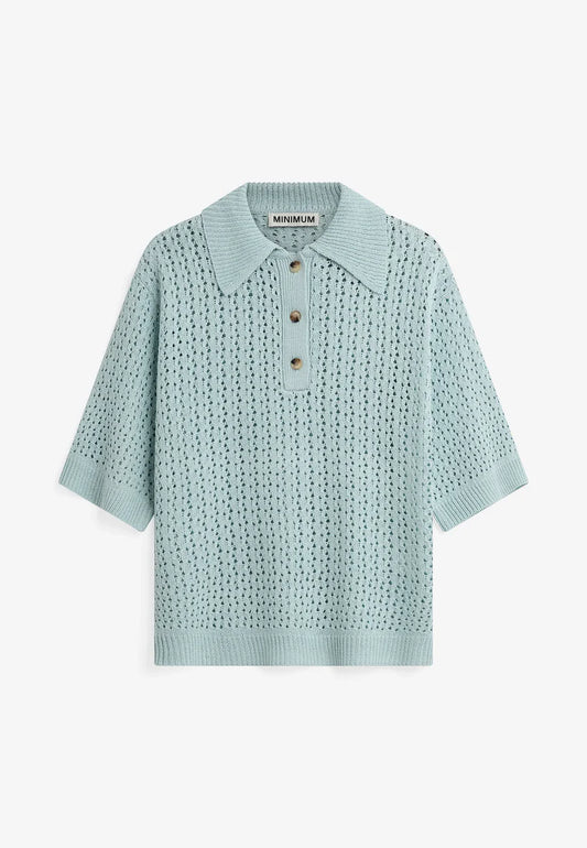 MINIMUM | Polo en maille 'Anabelle' | Bleu