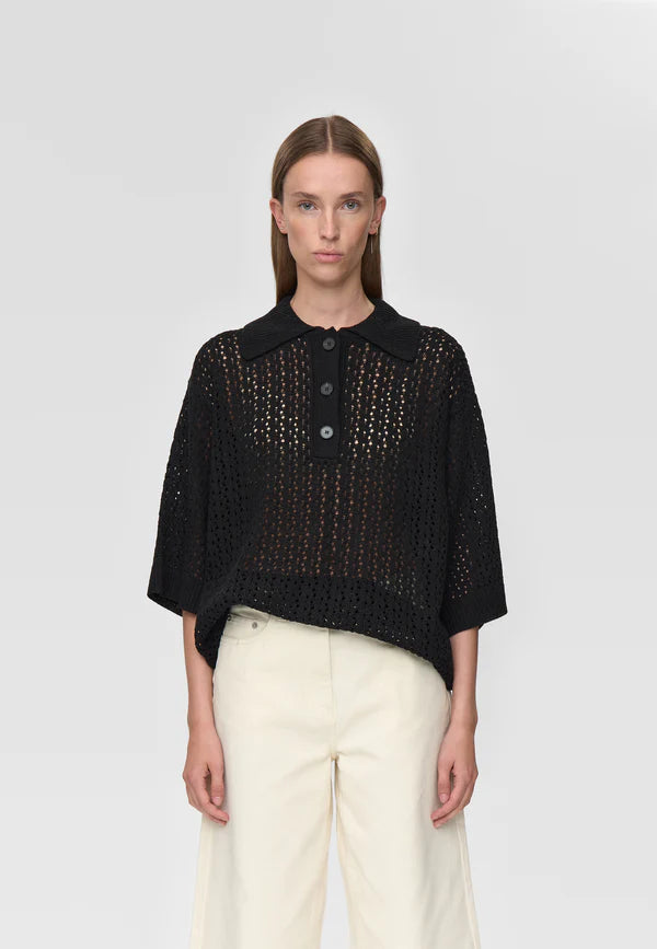 MINIMUM | Polo en maille 'Anabelle' | Noir