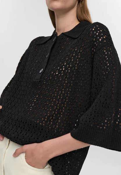 MINIMUM | Polo en maille 'Anabelle' | Noir