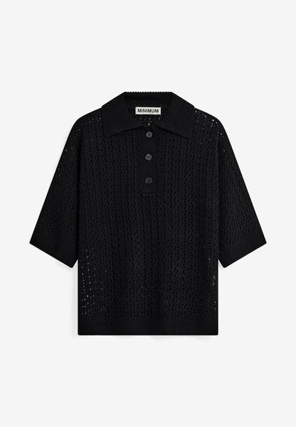 MINIMUM | Polo en maille 'Anabelle' | Noir